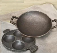 ৪ খোপের চিতই তাওয়া+কাস্ট আয়রন ফ্রাইপ্যান